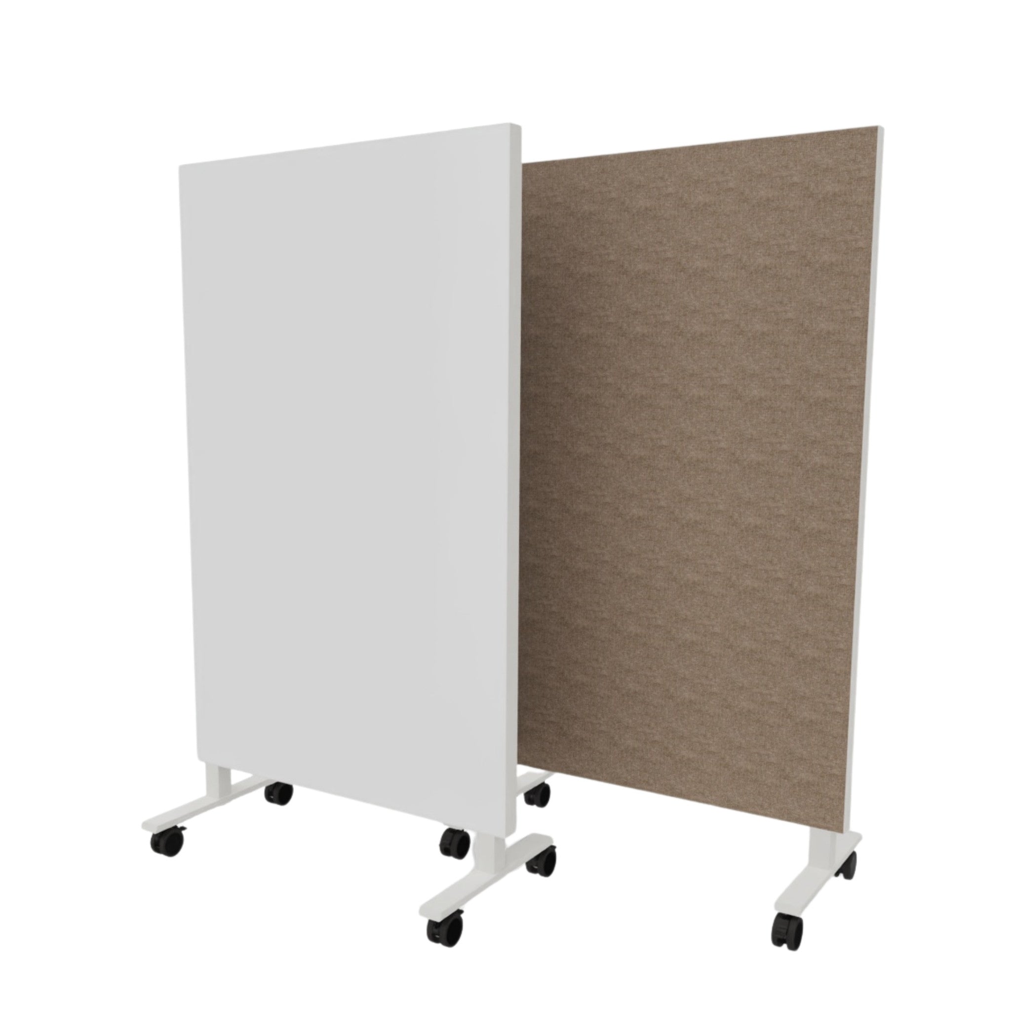 Akoestisch whiteboard volledig verrijdbaar.