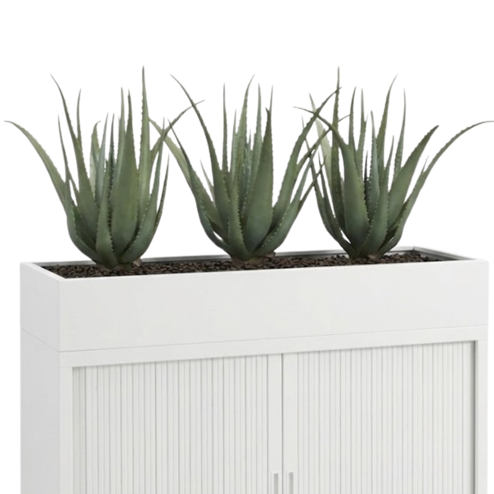 YT49A plantenbak met zwarte kasten planten